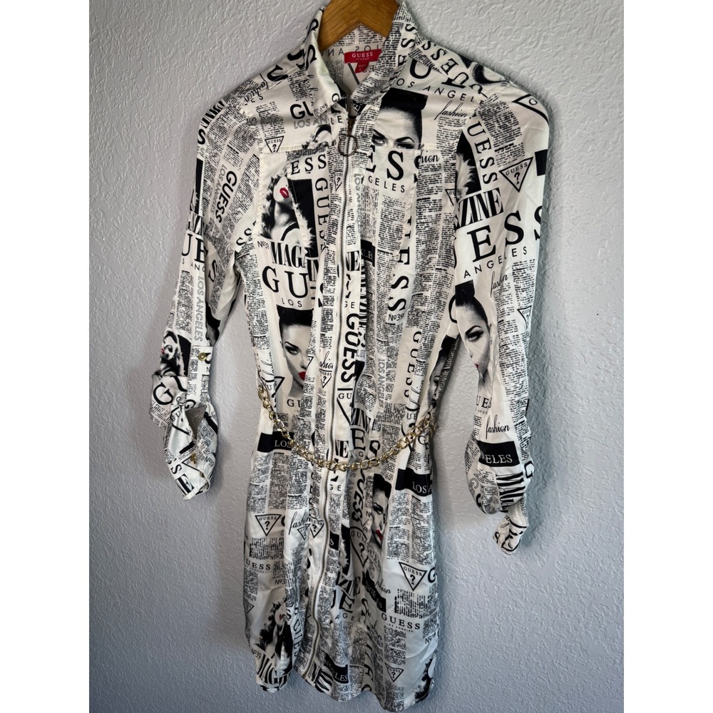 NEWSPAPER GUESS Mini Dress Women S White EXCELLENT Q2PK27W5S00